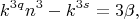 $$k^{3q}n^3-k^{3s}=3\beta,$$