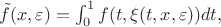 $\tilde{f}(x,\varepsilon)=\int_0^1 f(t,\xi(t,x,\varepsilon))dt,$