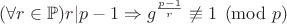 $\Leftraightarrow (\forall r \in \mathbb{P})r|p-1\Rightarrow g^{\frac{p-1}{r}}\not\equiv 1\pmod p$