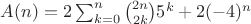 $A(n)=2\sum_{k=0}^n{2n\choose 2k}5^k+2(-4)^n$