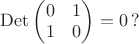 $\mathrm{Det} \begin{pmatrix}0 & 1\\1 & 0\end{pmatrix}=0\,?$