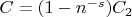 $C=(1-n^{-s}) C_2$