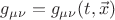 $g_{\mu\nu}=g_{\mu\nu}(t,\vec{x})$