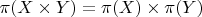 $\pi(X\times Y)=\pi(X)\times\pi(Y)$