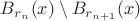 $B_{r_n}(x)\setminus B_{r_{n+1}}(x)$