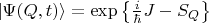 $\vert \Psi(Q,t)\rangle=\exp\left\{\frac{i}{\hbar} J - S_Q \right\}$