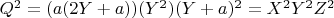 $Q^2=(a(2Y+a))(Y^2)(Y+a)^2=X^2Y^2Z^2$