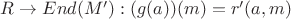 $R \to End (M') : (g(a))(m) = r'(a, m)$