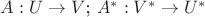 $A:U \to V$; $A^*:V^* \to U^*$