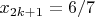 $x_{2k+1}=6/7$