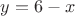 $y=6-x$