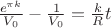 $\frac{e^{\pi k}}{V_0}-\frac{1}{V_0}=\frac{k}{R}t$