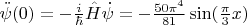 $\ddot \psi(0) = -\frac{i}{\hbar}\hat{H} \dot\psi =   -\frac{50\pi^4}{81} \sin(\frac{\pi}{3}x)$