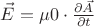 $\vec E = \mu0 \cdot \frac{\partial \vec A}{\partial t}$