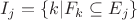 $I_{j}= \left\lbrace k | F_{k} \subseteq E_{j} \right\rbrace$