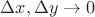 $\Delta x, \Delta y \to 0$