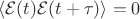 $\langle\mathcal{E}(t)\mathcal{E}(t+\tau)\rangle = 0$ $\langle\mathcal{E}(t)\mathcal{E}(t+\tau)\rangle = 0$