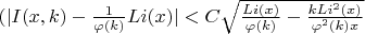 $(|I(x,k)-\frac {1}{\varphi(k)}Li(x)|<C\sqrt {\frac {Li(x)}{\varphi(k)}- \frac {k Li^2(x)}{\varphi^2(k) x}}$