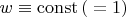 $w\equiv\operatorname{const}\,({}=1)$