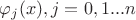 $\varphi_j(x), j=0,1...n$