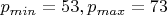 $p_{min}=53,p_{max}=73$