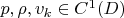 $p,\rho,v_k\in C^1(D)$