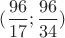$(\dfrac{96}{17};\dfrac{96}{34})$