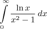 $$\int\limits_0^{\infty} \frac{\ln{x}}{x^2-1}\,dx$$