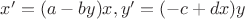 $x'=(a-by)x , 
y'=(-c+dx)y$