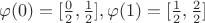 $\varphi (0)=[\frac{0}{2},\frac{1}{2}],\varphi (1)=[\frac{1}{2},\frac{2}{2}]$