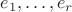 $e_1, \ldots, e_r$