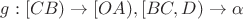 $g: [CB) \to [OA), [BC,D) \to \alpha$