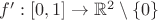 $f':[0,1]\to \mathbb{R}^2\setminus \left\lbrace 0\right\rbrace$