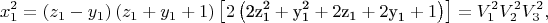 $$x_1^2  = \left( {z_1  - y_1 } \right)\left( {z_1  + y_1  + 1} \right)\left[ {2\left( {{\text{2z}}_{\text{1}}^{\text{2}}  + {\text{y}}_{\text{1}}^{\text{2}}  + 2{\text{z}}_{\text{1}}  + 2{\text{y}}_{\text{1}}  + 1} \right)} \right] = V_1^2 V_2^2 V_3^2 ,$$