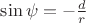$\sin\psi=-\frac{d}{r}$