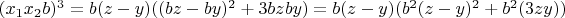 $(x_1x_2b)^3=b(z-y)((bz-by)^2+3bzby)=b(z-y)(b^2(z-y)^2+b^2(3zy))$