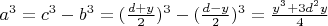 $a^3=c^3 - b^3 = (\frac{d+y}{2})^3-(\frac{d-y}{2})^3 = \frac{y^3 + 3d^2y}{4}$