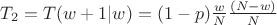 $T_2=T(w+1|w)=(1-p)\frac{w}{N}\frac{(N-w)}{N}$