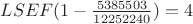 $LSEF(1 - \frac{5385503}{12252240}) = 4$