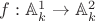 $f: \mathbb A_k^1 \rightarrow \mathbb A_k^2$