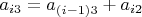 $a_{i3}=a_{(i-1)3}+a_{i2}$