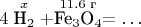 $4\stackrel{x}{\text{H}_2}+{\stackrel{11.6\text{ г}}{\text{Fe}_3\text{O}_4}=\ldots$