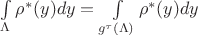 $\int\limits_{\Lambda} \rho^*(y) {d} y = \int\limits_{g^{\tau}(\Lambda)} \rho^*(y) {d} y$