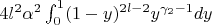 $4l^2\alpha^2\int_0^1(1-y)^{2l-2}y^{\gamma_2-1}dy$