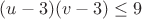 $(u-3)(v-3)\leq 9$ $(u-3)(v-3)\leq 9$