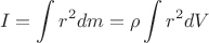 $$I=\int r^2dm=\rho\int r^2dV$$