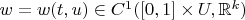 $w=w(t,u)\in C^1([0,1]\times U,\mathbb{R}^k)$