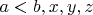 $a<b, x, y, z$