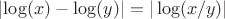 |\log(x) - \log(y)| = |\log(x/y)|