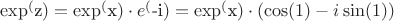 $\exp^($z$)=\exp^($x$)\cdot e^($-i$)=\exp^($x$)\cdot(\cos(1)-i\sin(1))$
